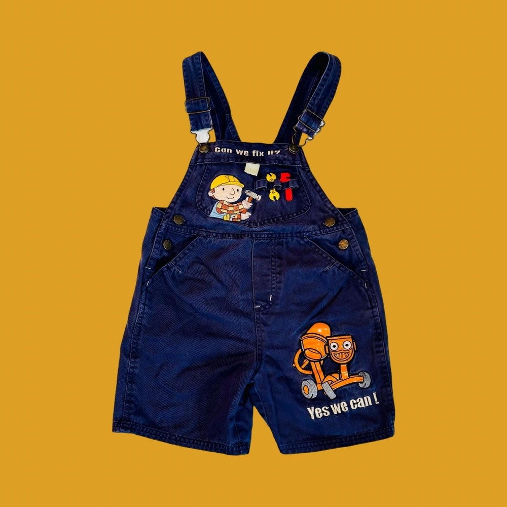 Vintage Bob the Builder Construction Navy Blue Shortalls, Size 5T